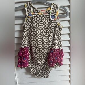 Wild Flowers Floral Patterned Baby Romper with Ruffle Details 3 Month